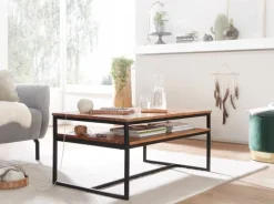 Couchtisch 100 x 60 cm Schwarz/ Akazie massiv