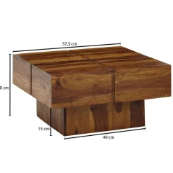 Couchtisch 58 x 58 cm Sheesham massiv