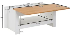 Couchtisch 85 x 47 cm weiß/ braun