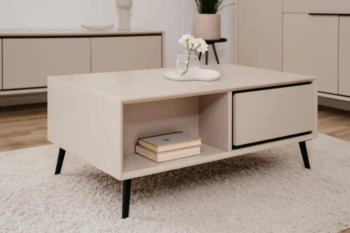 Couchtisch ARONA 94 x 40 x 50 cm sandfarben/schwarz