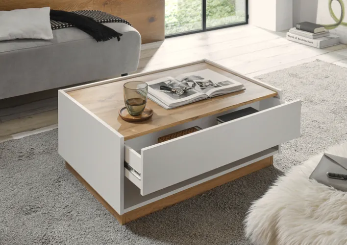 Couchtisch CITY 90x60 cm Weiß/Wotan Eiche Nachbildung