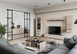 Couchtisch EMMA 112 x 37 cm Castello-Eiche-Dekor beige/schwarz