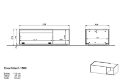 Couchtisch EMMA 112 x 37 cm Castello-Eiche-Dekor beige/schwarz