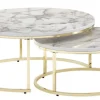Couchtisch 2er Set Goldfarbig/ Marmor Optik Weiß