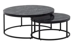 Couchtisch 2er Set Schwarz/ Marmor Optik Schwarz