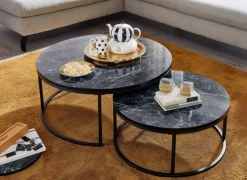 Couchtisch 2er Set Schwarz/ Marmor Optik Schwarz