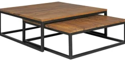 Couchtisch 2er Set Schwarz/ Sheesham massiv