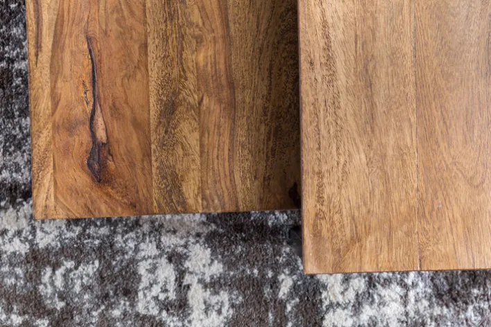 Couchtisch 2er Set Schwarz/ Sheesham massiv