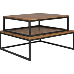 Couchtisch 2er Set Schwarz/ Sheesham massiv