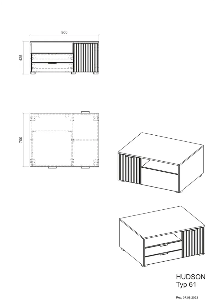 Couchtisch HUDSON 90x70 cm Weiß Matt / Evoke Eiche