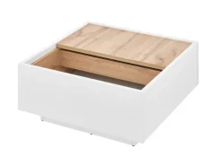 Couchtisch LONG ISLAND 75x75 cm Weiss matt/Wotan Eiche Dekor