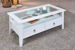 Couchtisch MAX 115x45x60 cm Massivholz Kiefer weiß