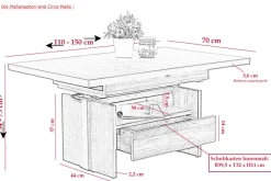 Couchtisch NOAH 110(150) x 70 cm Artisan-Eiche-Dekor braun/schwarz