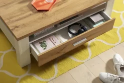 Couchtisch RAMIRA 110x65 cm Weiß supermatt / Eiche Nachbildung