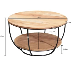 Couchtisch rund 60 cm Akazie massiv