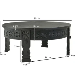 Couchtisch rund 80 cm Mango massiv Schwarz