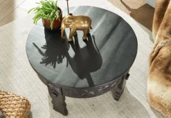 Couchtisch rund 60 cm Mango massiv Schwarz