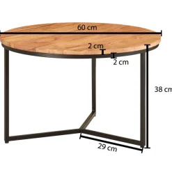 Couchtisch rund 60 cm Schwarz/ Akazie massiv