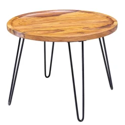 Couchtisch rund 60 cm Schwarz/ Sheesham massiv