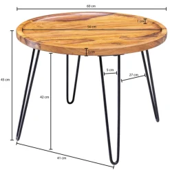 Couchtisch rund 60 cm Schwarz/ Sheesham massiv