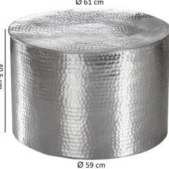 Couchtisch rund 61 cm Silberfarbig