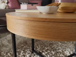 Couchtisch rund 69 x 50 cm Schwarz/ Eiche