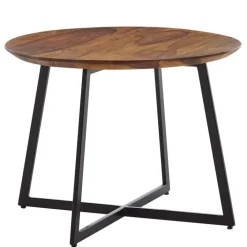 Couchtisch rund 60 x 45 cm Sheesham massiv/Schwarz