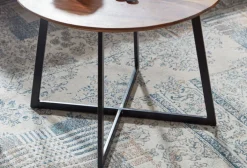 Couchtisch rund 60 x 45 cm Sheesham massiv/Schwarz