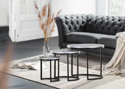 Couchtisch Set TEATIME 3-tlg. schwarz/silber