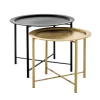 Couchtisch 2-teilig Metall/schwarz-goldfarbig rund