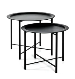 Couchtisch 2-teilig Metall/schwarz rund