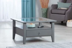 Couchtisch VALENTIN 75x45x75 cm Massivholz Kiefer grau