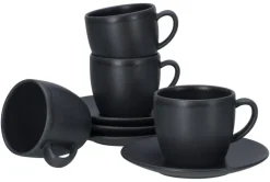 CreaTable Cappuccino-Untertasse SOFT TOUCH 6er Set 15 cm Steinzug schwarz