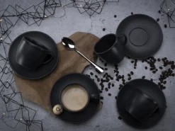 CreaTable Cappuccino-Untertasse SOFT TOUCH 6er Set 15 cm Steinzug schwarz