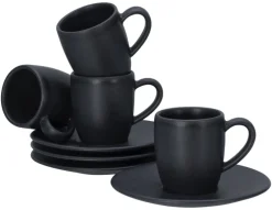 CreaTable Espressotasse SOFT TOUCH 6er Set 70 ml Steinzug schwarz