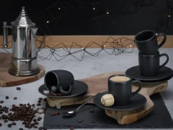 CreaTable Espressotasse SOFT TOUCH 6er Set 70 ml Steinzug schwarz