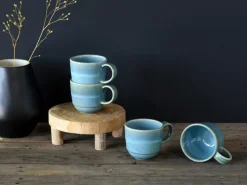 CreaTable Kaffeebecher YUKI 6er Set 370 ml Hochwertiges Steinzug