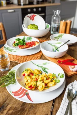 CreaTable Pastabowl KRÄUTER ROSMARIN 6er Set weiß