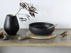 CreaTable Salatschüssel UNO SCHWARZ Steinzeug glasiert rund 28 cm Schwarz