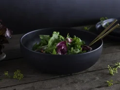 CreaTable Salatschüssel UNO SCHWARZ Steinzeug glasiert rund 28 cm Schwarz