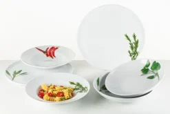 CreaTable Schale KRÄUTER BASILIKUM 30 cm Porzellan weiß