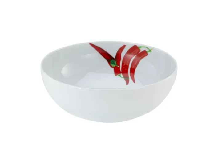 CreaTable Schale KRÄUTER CHILLI 25 cm Porzellan weiß
