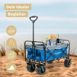 deluxe4home Bollerwagen BENNY 60 x 100 cm blau /grau