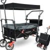 deluxe4home Bollerwagen mit Dach BENJI 56 x 128 cm schwarz /grau