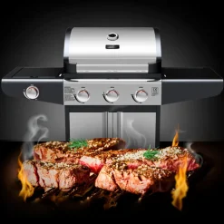 deluxe4home Gasgrill GRILLWAGEN XXL 131 x 54 cm silberfarbig /schwarz