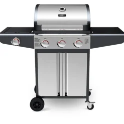 deluxe4home Gasgrill GRILLWAGEN XXL 131 x 54 cm silberfarbig /schwarz
