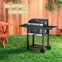 deluxe4home Holzkohlegrill GRILLWAGEN XXL 105 x 50 cm schwarz