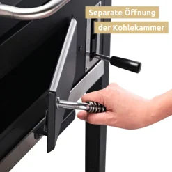deluxe4home Holzkohlegrill GRILLWAGEN XXL 105 x 50 cm schwarz