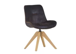 Drehstuhl IGGY, Holz, 55 x 60 x 84 cm, drehbar 360°, lackiert Schwarz/Braun/Gelb