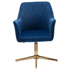 Drehstuhl inklusive Armlehne blau/ goldfarbig